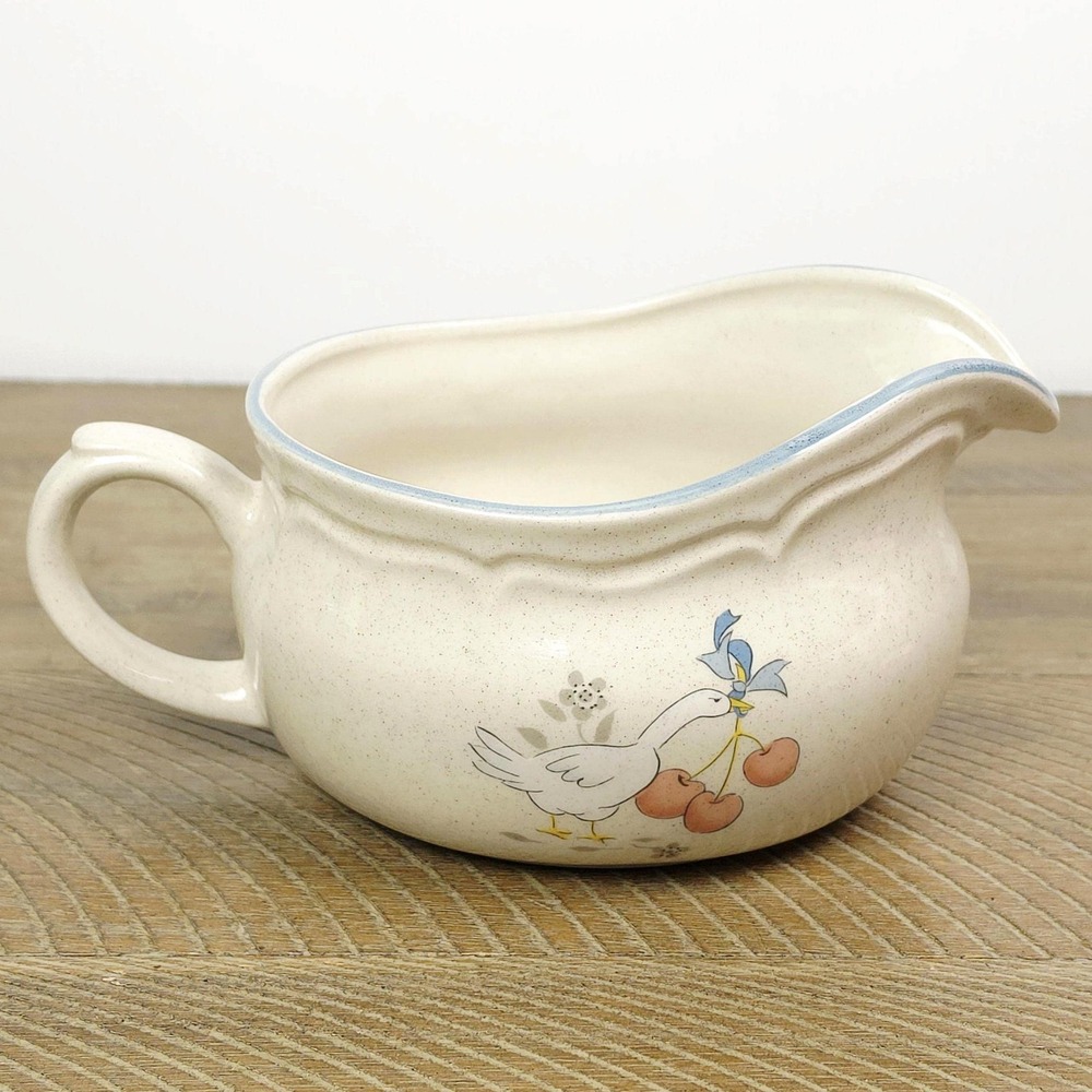 Marmalade Goose Gravy Boat, Goose with Cherries, Farmhouse Cottage-Core Kitchen